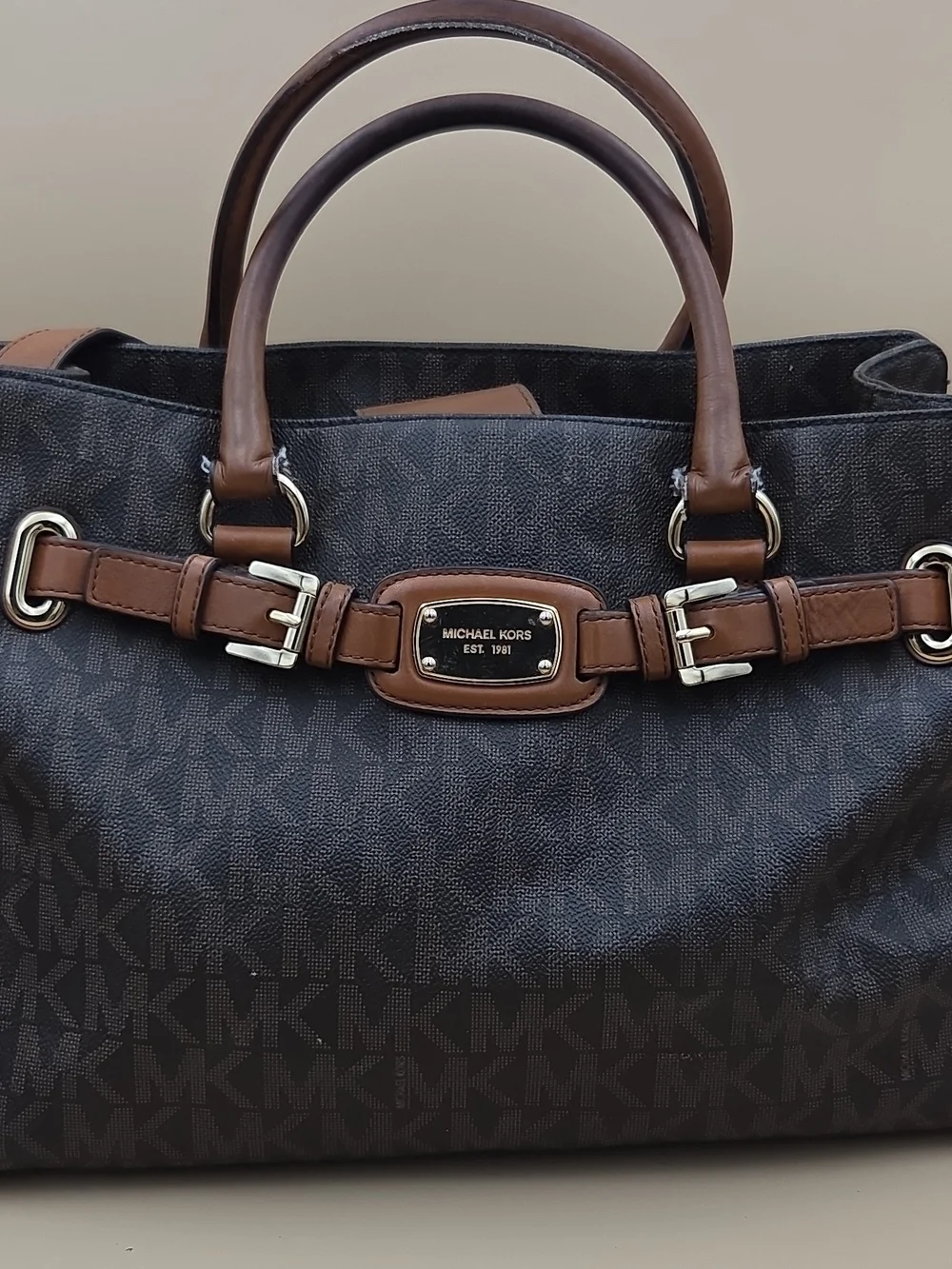 Michael Kors Brown MK Logo Satchel Bag